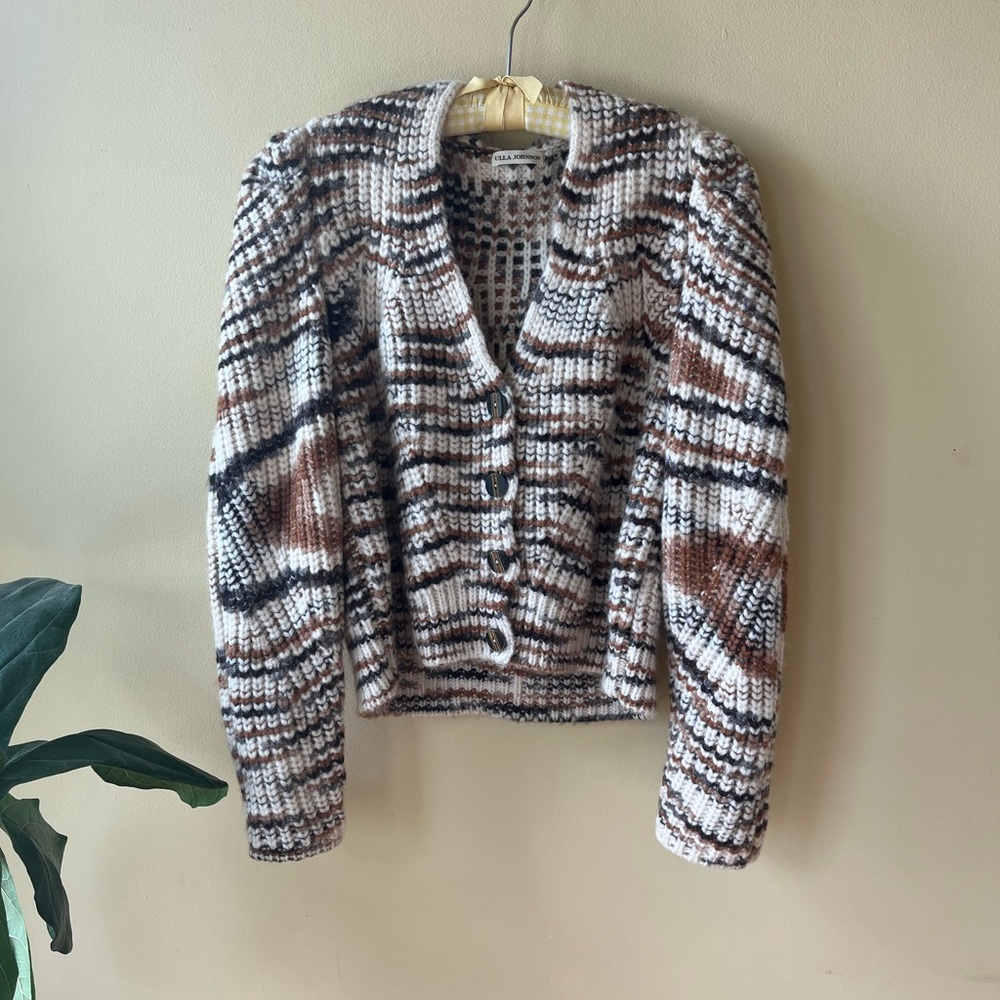 ULLA JOHNSON Baby Alpaca Animal Print Cardigan